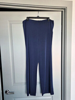 JM Collection Wide Leg Pull-On Pants in Blue XL